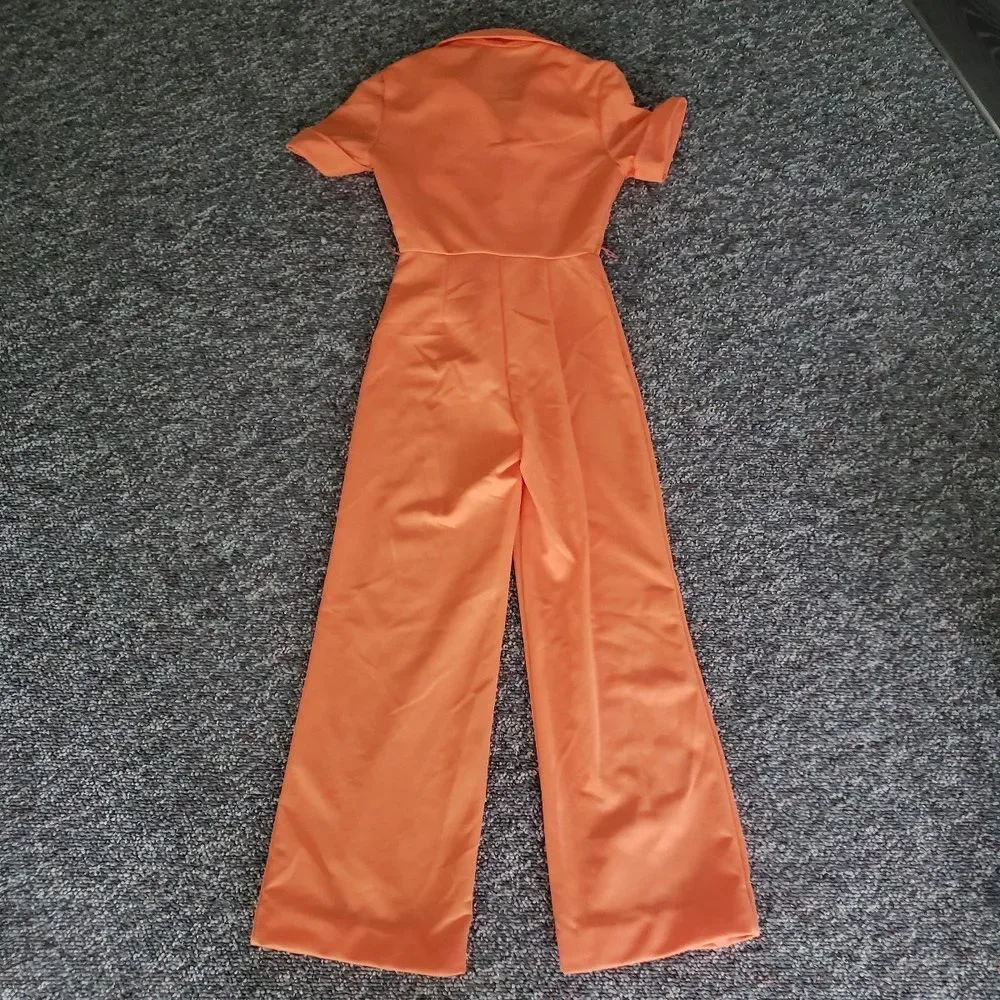 70s Orange‎ Wide Leg Jumpsuit - Picture 2 of 3